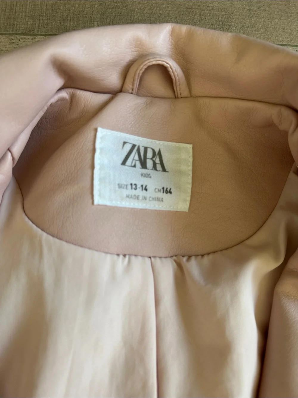 Zara Pink Faux Leather Moto Biker Jacket Girls Sz 13-14